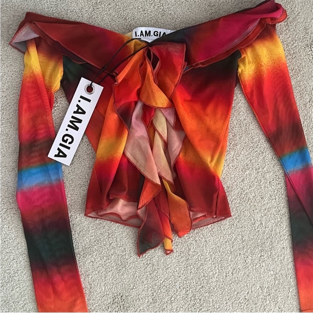 IAMGIA tie dye festival off the shoulder top y2k NWT zara larsson beachy